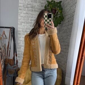 Vintage Suede Leather Shearling jacket